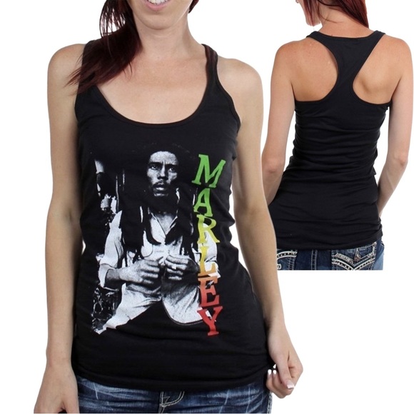 Zion Rootswear Women's Black Bob Marley Rasta Racerback Tank Top - Picture 11 of 12